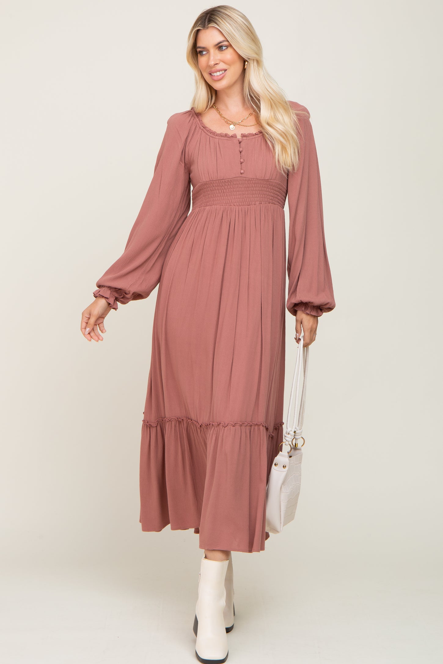 Mauve Lace Maxi Dress