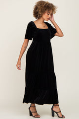 Black Velvet Tiered Maxi Dress