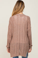 Mocha Open Knit Front Pocket Maternity Cardigan