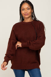 Brown Soft Knit Pullover Sweater