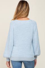 Light Blue Popcorn Knit Raglan Maternity Sweater