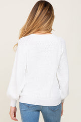 White Popcorn Knit Raglan Maternity Sweater