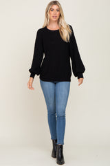 Black Popcorn Knit Raglan Sweater