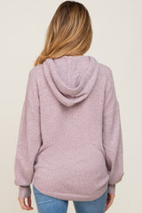 Lavender Soft Knit Front Pocket Maternity Hoodie