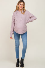 Lavender Soft Knit Front Pocket Maternity Hoodie