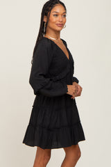 Black Tiered Ruffle Accent Dress