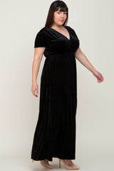 Black Velvet Plus Wrap Maxi Dress