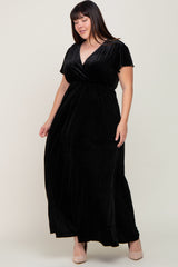 Black Velvet Plus Wrap Maxi Dress