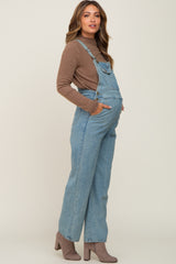 Blue Front Pocket Maternity Jean Overalls