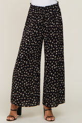 Black Floral Wide Leg Pants