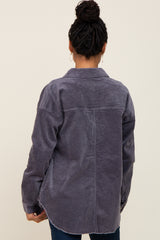 Charcoal Corduroy Raw Hem Shacket