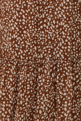 Brown Animal Print Chiffon Ruffle Accent Maternity Dress