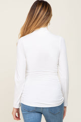 Ivory Long Sleeve Ribbed Turtleneck Maternity Top