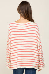 Pink Striped Drop Shoulder Maternity Sweater