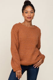 Rust Balloon Sleeve Knit Sweater