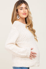 Cream Balloon Sleeve Knit Maternity Sweater