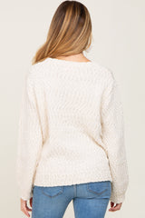 Cream Balloon Sleeve Knit Maternity Sweater