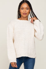 Cream Balloon Sleeve Knit Maternity Sweater