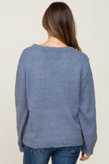 Blue Balloon Sleeve Knit Maternity Sweater