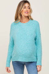 Light Blue Chunky Knit Maternity Sweater