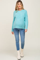 Light Blue Chunky Knit Maternity Sweater