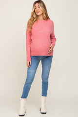 Pink Chunky Knit Maternity Sweater