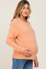 Orange Chunky Knit Maternity Sweater