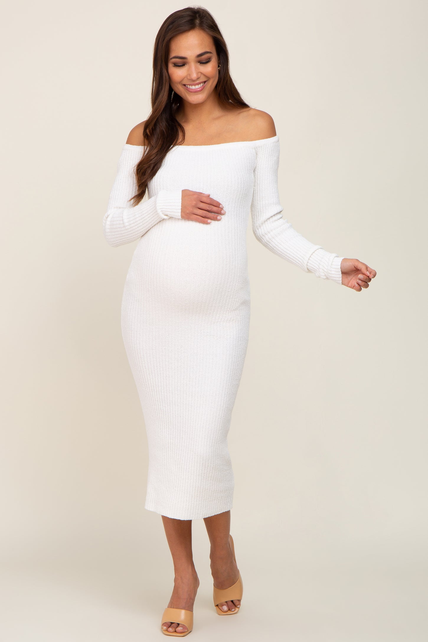 Oh Baby White Maternity One Shoulder Bodycon Maxi Dress – Club L