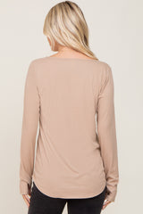 Taupe Ribbed Round Hem Top