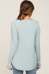 Mint Green Ribbed Round Hem Top