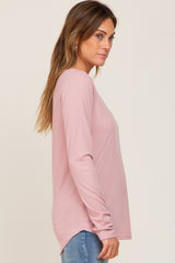 Mauve Ribbed Round Hem Top