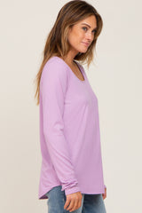 Lavender Ribbed Round Hem Top