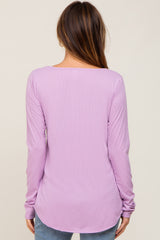 Lavender Ribbed Round Hem Top