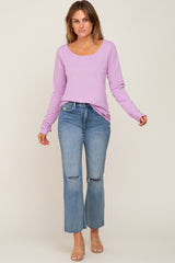 Lavender Ribbed Round Hem Top