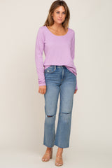 Lavender Ribbed Round Hem Top