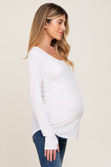 Ivory Ribbed Round Hem Maternity Top