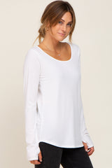 Ivory Ribbed Round Hem Top