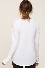 Ivory Ribbed Round Hem Top