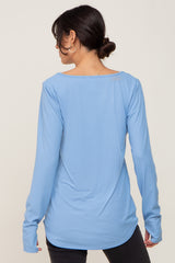 Light Blue Ribbed Round Hem Top