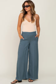 Blue Wide Leg Maternity Pants