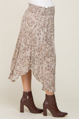 Grey Floral Paisley Print Maternity Midi Skirt