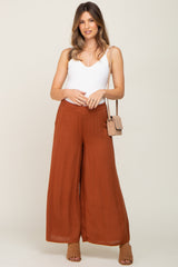 Camel Wide Leg Cropped Maternity Pants