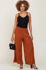 Camel Wide Leg Cropped Pants