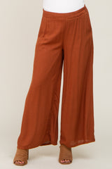 Camel Wide Leg Cropped Maternity Pants