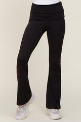 Black Foldover Flare Leggings