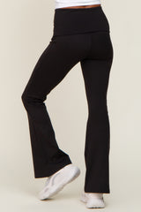 Black Foldover Flare Leggings