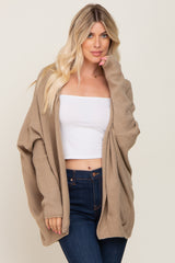 Taupe Dolman Sleeve Maternity Cardigan Sweater