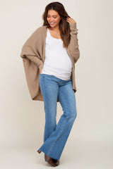 Taupe Dolman Sleeve Maternity Cardigan Sweater