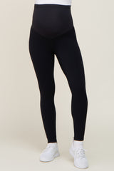 Black Maternity Ribbed Active Leggings