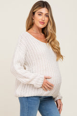 Ivory Chunky Knit Maternity Sweater